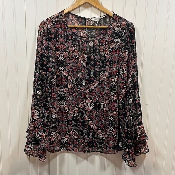 BCBGeneration sheer floral boho blouse - Picture 1 of 6